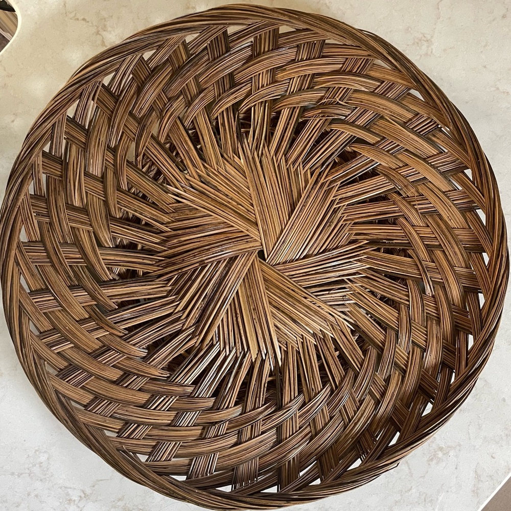 Extra Large Vintage Wicker Tray